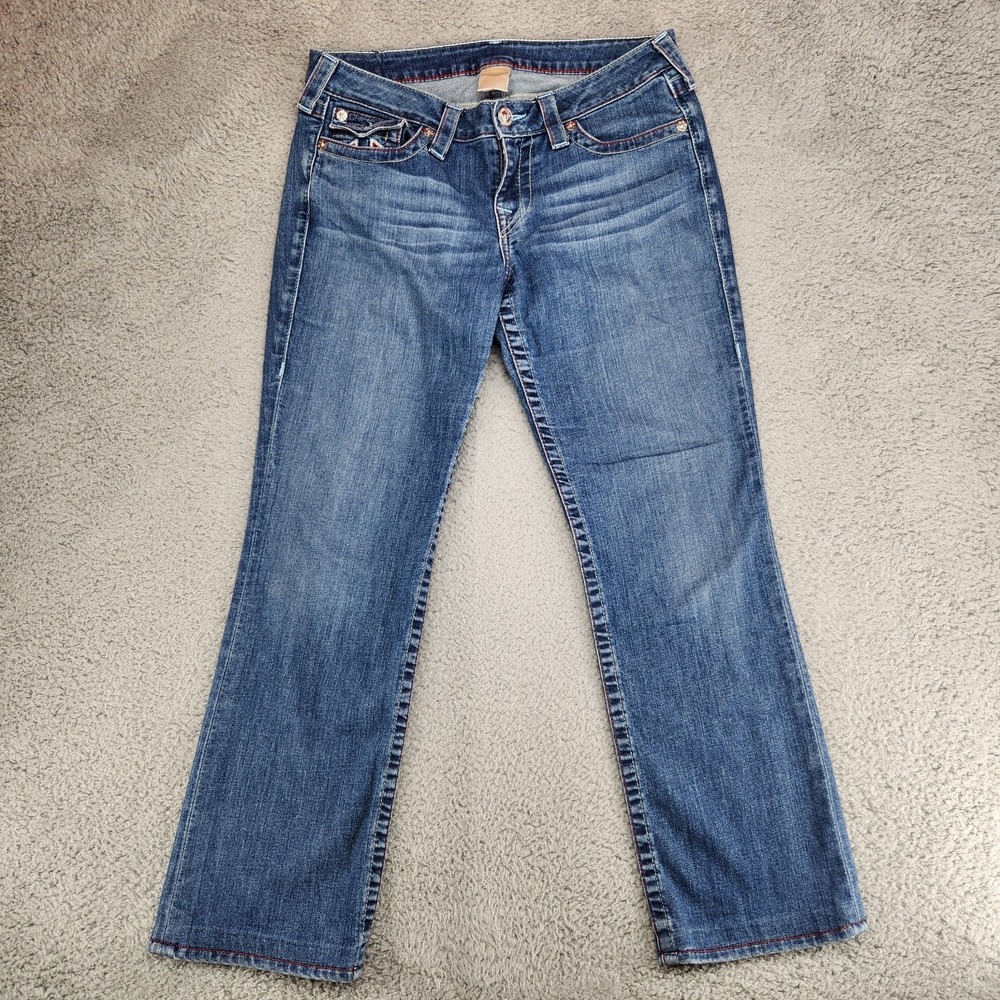Vintage Y2K True Religion Straight Jeans Womens Size 32 Flap Pocket Made In USA